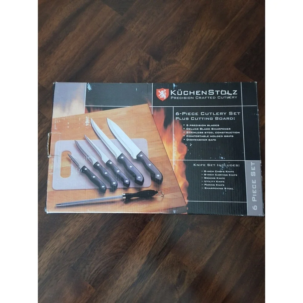 Vintage Kuchenstolz 6 Piece Knife Set & Cutting Board. NEW